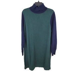 NWT Boden Green and Navy Sweater Dress Turtleneck 14